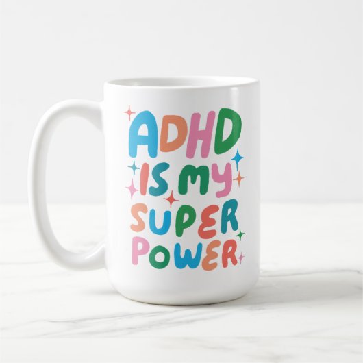 ADHD ist meine Superpower fröhliche Fun Bubble Let Kaffeetasse (Links)