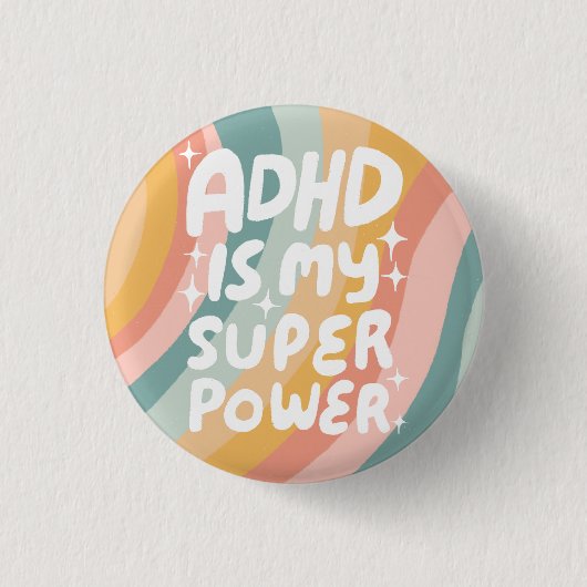 ADHD ist meine Superpower Fun Bubble Letters bunt Button (Vorderseite)