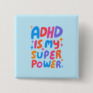 ADHD ist meine Superpower Fun Bubble Letters bunt Button