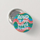 ADHD ist meine Superpower Fun Bubble Letters bunt Button (Vorne & Hinten)