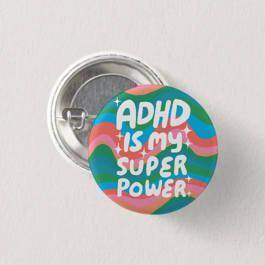 ADHD ist meine Superpower Fun Bubble Letters bunt Button (Vorne & Hinten)