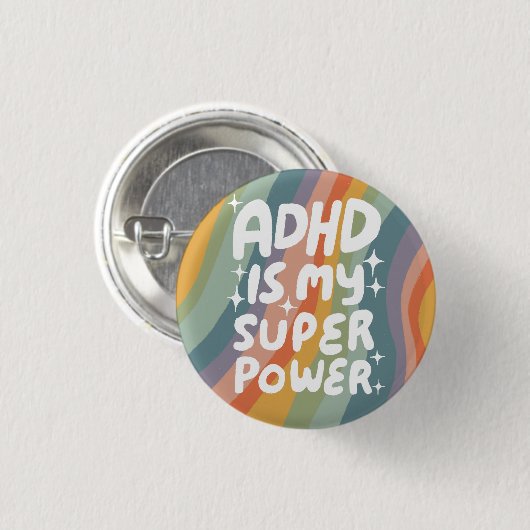 ADHD ist meine Superpower Fun Bubble Letters bunt Button (Vorne & Hinten)