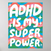 ADHD ist meine Superpower Fun Bubble Letters bunt Poster (Vorne)