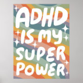 ADHD ist meine Superpower Fun Bubble Letters bunt Poster (Vorne)