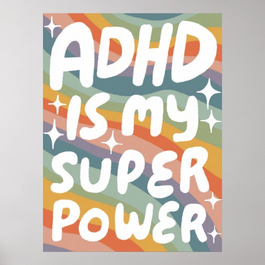 ADHD ist meine Superpower Fun Bubble Letters bunt Poster (Vorne)