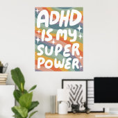 ADHD ist meine Superpower Fun Bubble Letters bunt Poster (Heimbüro)