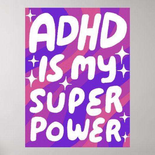 ADHD ist meine Superpower Fun Bubble Letters Lila Poster (Vorne)