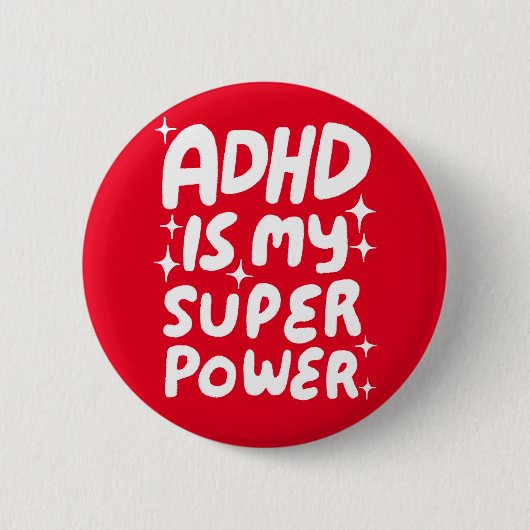 ADHD ist meine Superpower Fun Bubble Letters Red Button (Vorderseite)
