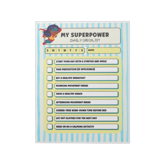 ADHD KIds Daily Checklist  Notizblock (Rotiert)