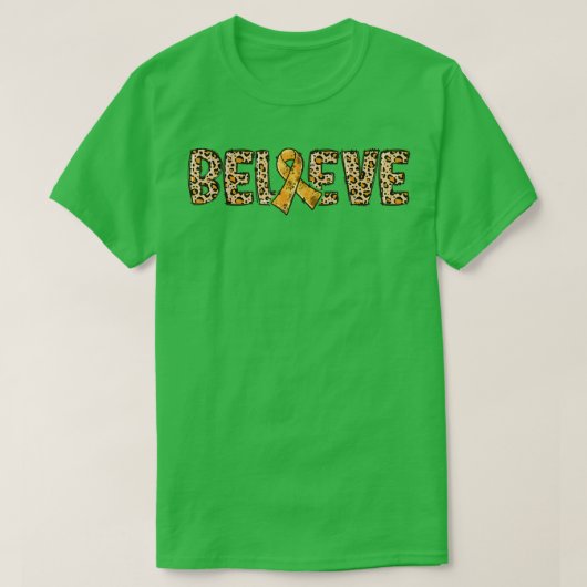 ADHD Leopard Print Orange Ribbon Support Believe T-Shirt (Design vorne)
