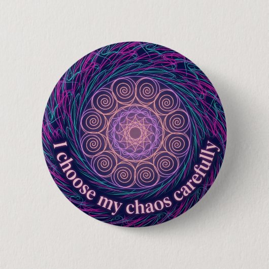 ADHD Neurodivergent Choose My Chaos Mandala Art Button (Vorderseite)