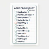 ADHD Packing List Minimalist Travel Checklist Post-it Klebezettel (Vorderseite)