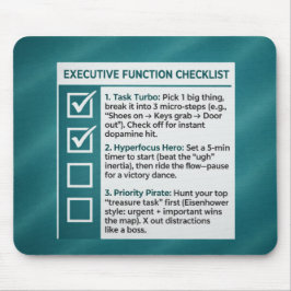 ADHD Productivity Executive Function Checklist Mousepad