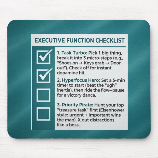 ADHD Productivity Executive Function Checklist Mousepad (Vorne)