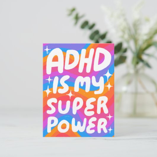 ADHD Super Power Fun Bubble Letters CUSTOM Postkarte (Stehend Vorderseite)
