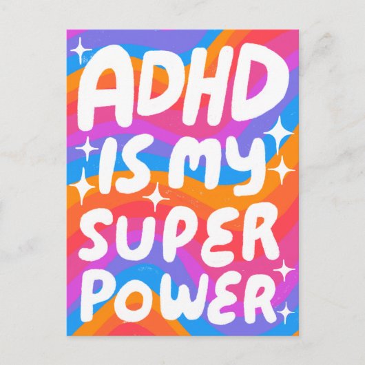 ADHD Super Power Fun Bubble Letters CUSTOM Postkarte (Vorderseite)