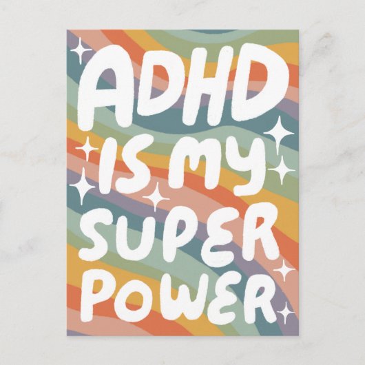 ADHD Super Power Fun Bubble Letters CUSTOM Postkarte (Vorderseite)