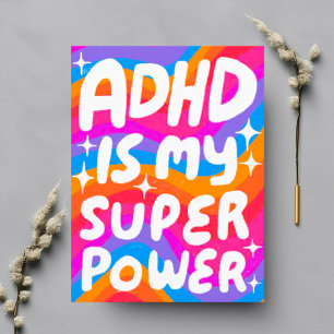 ADHD Super Power Fun Bubble Letters CUSTOM Postkarte