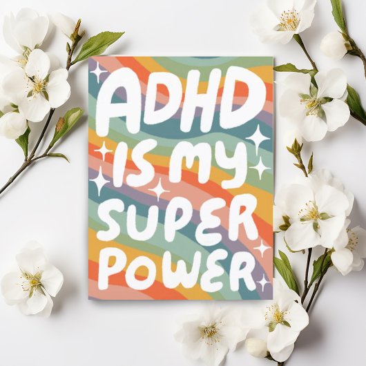 ADHD Super Power Fun Bubble Letters CUSTOM Postkarte