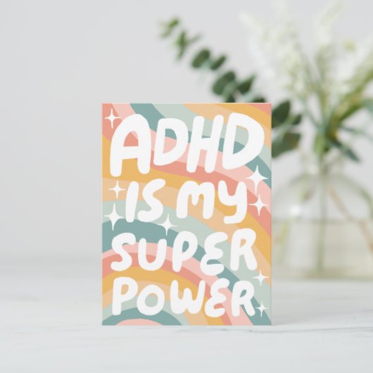 ADHD Super Power Fun Bubble Letters CUSTOM Postkarte (Stehend Vorderseite)