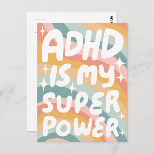 ADHD Super Power Fun Bubble Letters CUSTOM Postkarte (Vorne/Hinten)