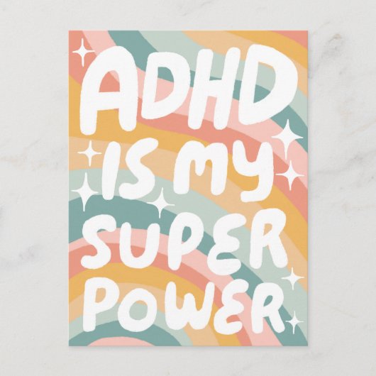 ADHD Super Power Fun Bubble Letters CUSTOM Postkarte (Vorderseite)