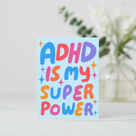 ADHD Super Power Fun Bubble Letters CUSTOM Postkarte (Stehend Vorderseite)