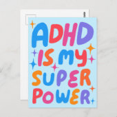 ADHD Super Power Fun Bubble Letters CUSTOM Postkarte (Vorne/Hinten)