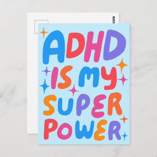 ADHD Super Power Fun Bubble Letters CUSTOM Postkarte (Vorne/Hinten)