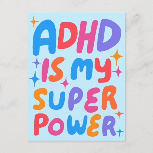 ADHD Super Power Fun Bubble Letters CUSTOM Postkarte (Vorderseite)