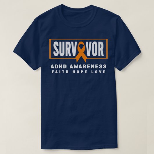 ADHD Survivor Shirt - Orange Ribbon, ADHD Awarenes (Design vorne)