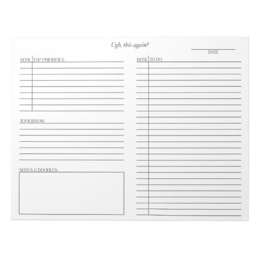 ADHD-To-Do-Notepad Notizblock (Vorderseite)