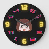 ADHD Wall Clock - Braunes Haar blass Große Wanduhr (Vorderseite)