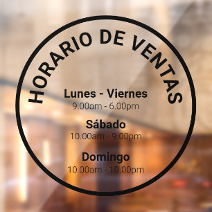 Adhesivo de ventana de horario comercial redondo w fensteraufkleber