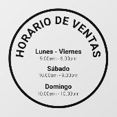 Adhesivo de ventana de horario comercial redondo w fensteraufkleber (Blatt)
