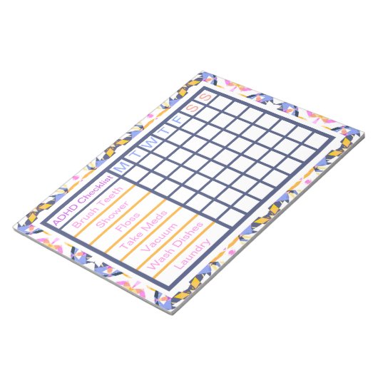 ADHS ADD Girl's Women's Weekly Checklist Erinnerun Notizblock (angewinkelt)