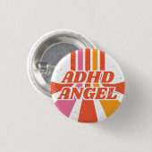 ADHS Angel Orange 70er Retro Psychische Gesundheit Button (Vorne & Hinten)
