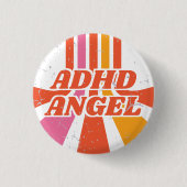 ADHS Angel Orange 70er Retro Psychische Gesundheit Button (Vorderseite)