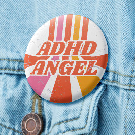 ADHS Angel Orange 70er Retro Psychische Gesundheit Button