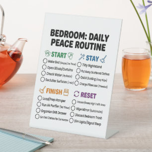 ADHS-Aufräumroutine-Schlafzimmer-Checkliste Sockelschild