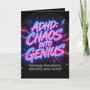 ADHS Chaos in Genie Neon Motivationszitat Dankeskarte