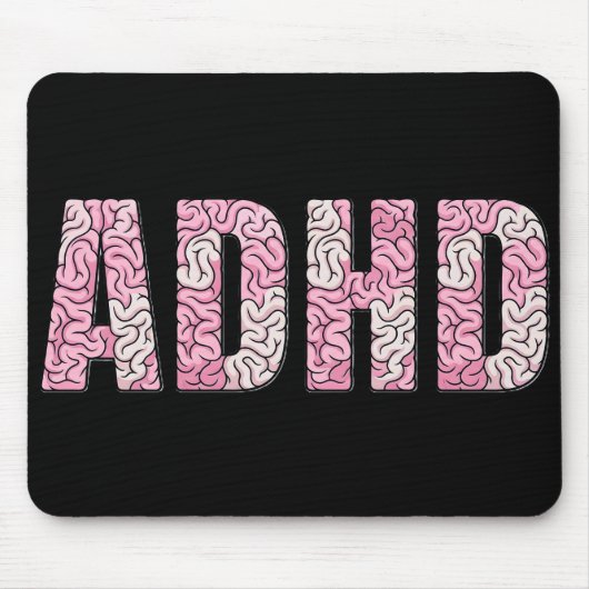 ADHS-Gehirn-Buchstaben - Rosa & Beige Anatomie-Tex Mousepad (Vorne)