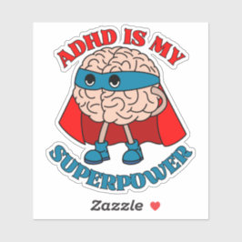 ADHS ist meine Supermacht - Gehirn trägt ein Cape Aufkleber