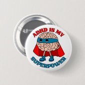 ADHS ist meine Supermacht - Gehirn trägt ein Cape Button (Vorne & Hinten)