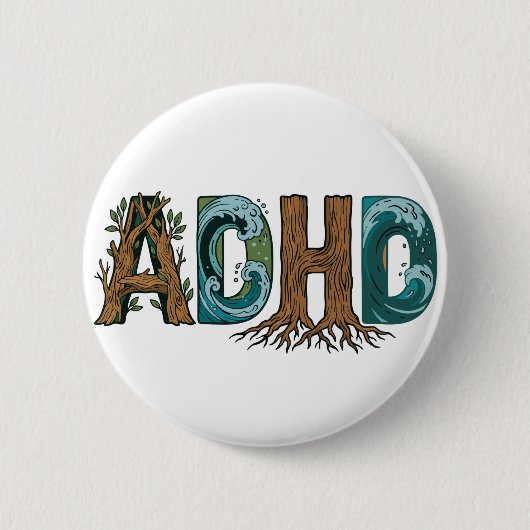 ADHS Natur Elemente Typografie Design Button (Vorderseite)