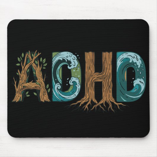 ADHS Natur Elemente Typografie Design Mousepad (Vorne)