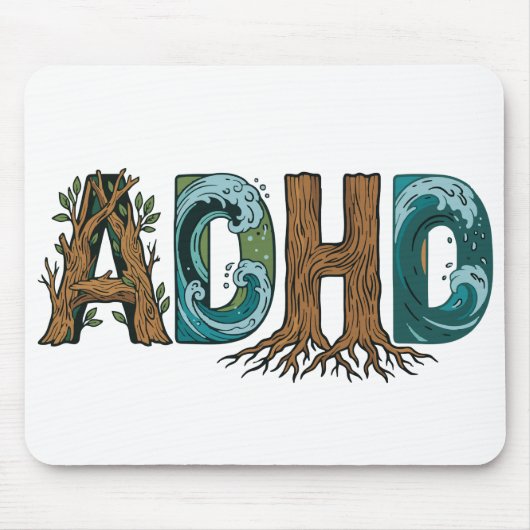 ADHS Natur Elemente Typografie Design Mousepad (Vorne)