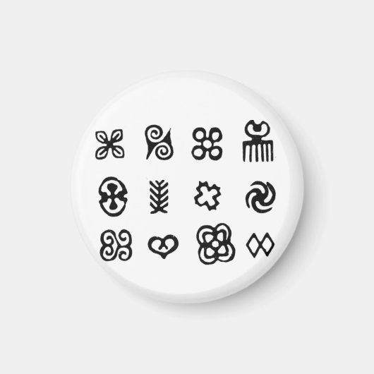 Adinkra African Symbols Black and White Magnet (Vorne)