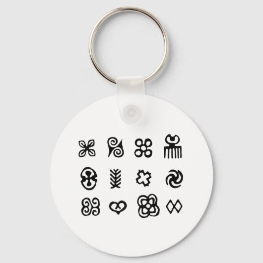 Adinkra African Symbols Black and White Schlüsselanhänger (Vorderseite)