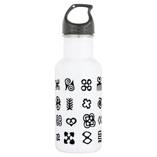 Adinkra African Symbols Edelstahlflasche (Vorderseite)